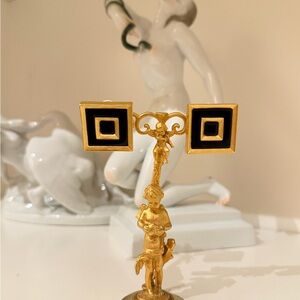 Vintage Karl Lagerfeld Black and Gold Geometric Earrings